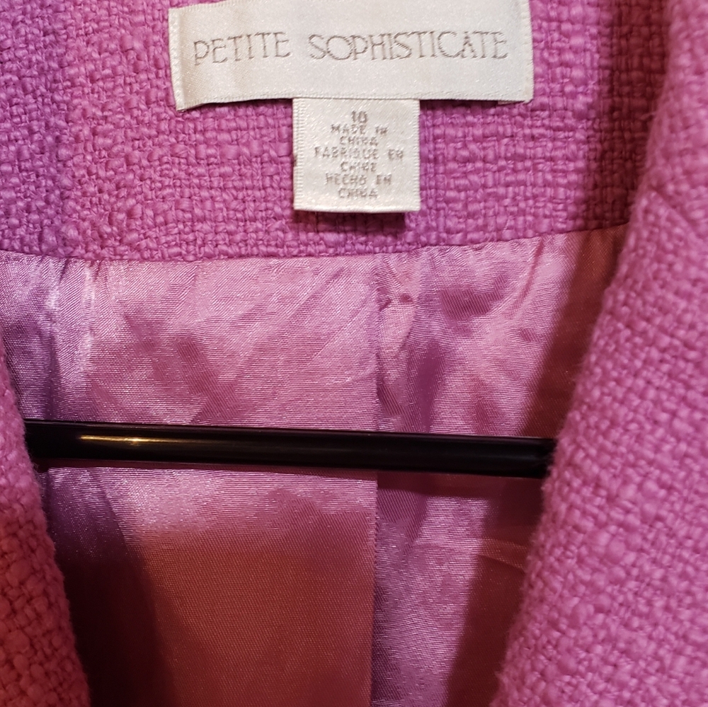 Pink Lavender Tweed Jacket Blazer,size 10,long Sleeve, - Picture 2 of 4